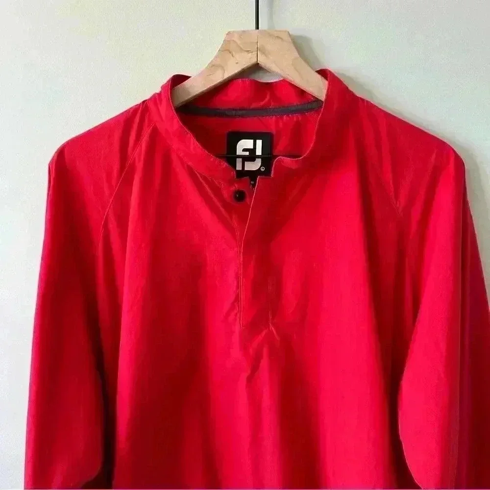 Footjoy Windbreaker Men’s large Button Golf Jacket Coat Lightweight Red …